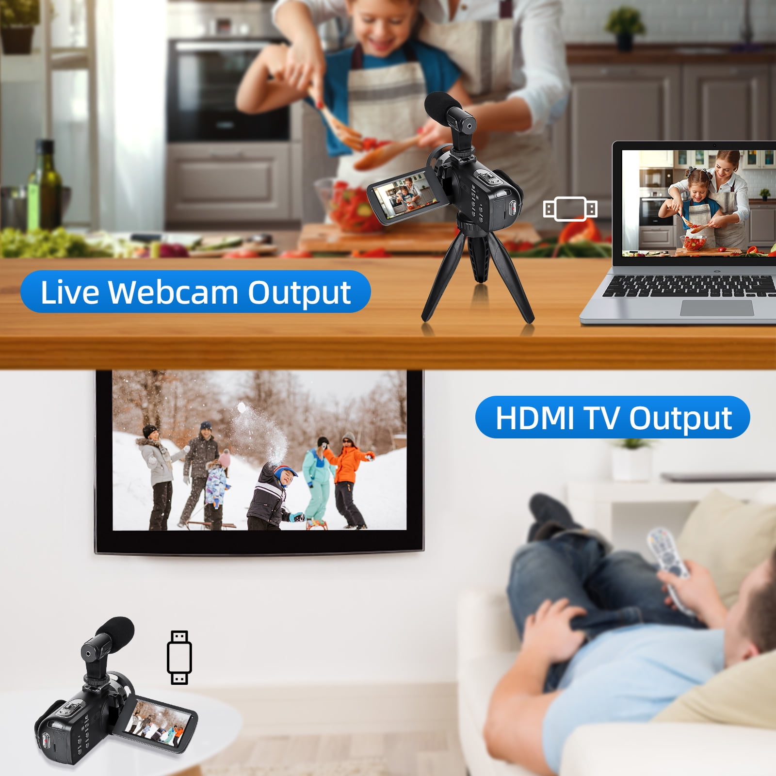 NBD Video Camera 2.7K Ultra HD 42MP Youtube Vlogging Camera 3.0” Camcorder with Remote Control