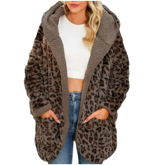 Lovskoo Womens Full Zip Up Hoodie Fuzzy Fleece Jacket Winter Double-Sided Velvet Coat Outerwear Coat Black