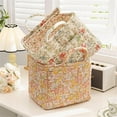 thumbnail image 3 of Eagerlyous Boho Fabric Storage Basket, Boho Quilted Fabric Storage Tote with Easy Carry Handle, Large Capacity Foldable Square-Shaped Floral Laundry Baskets for Clothes and Sundries, 3 of 8