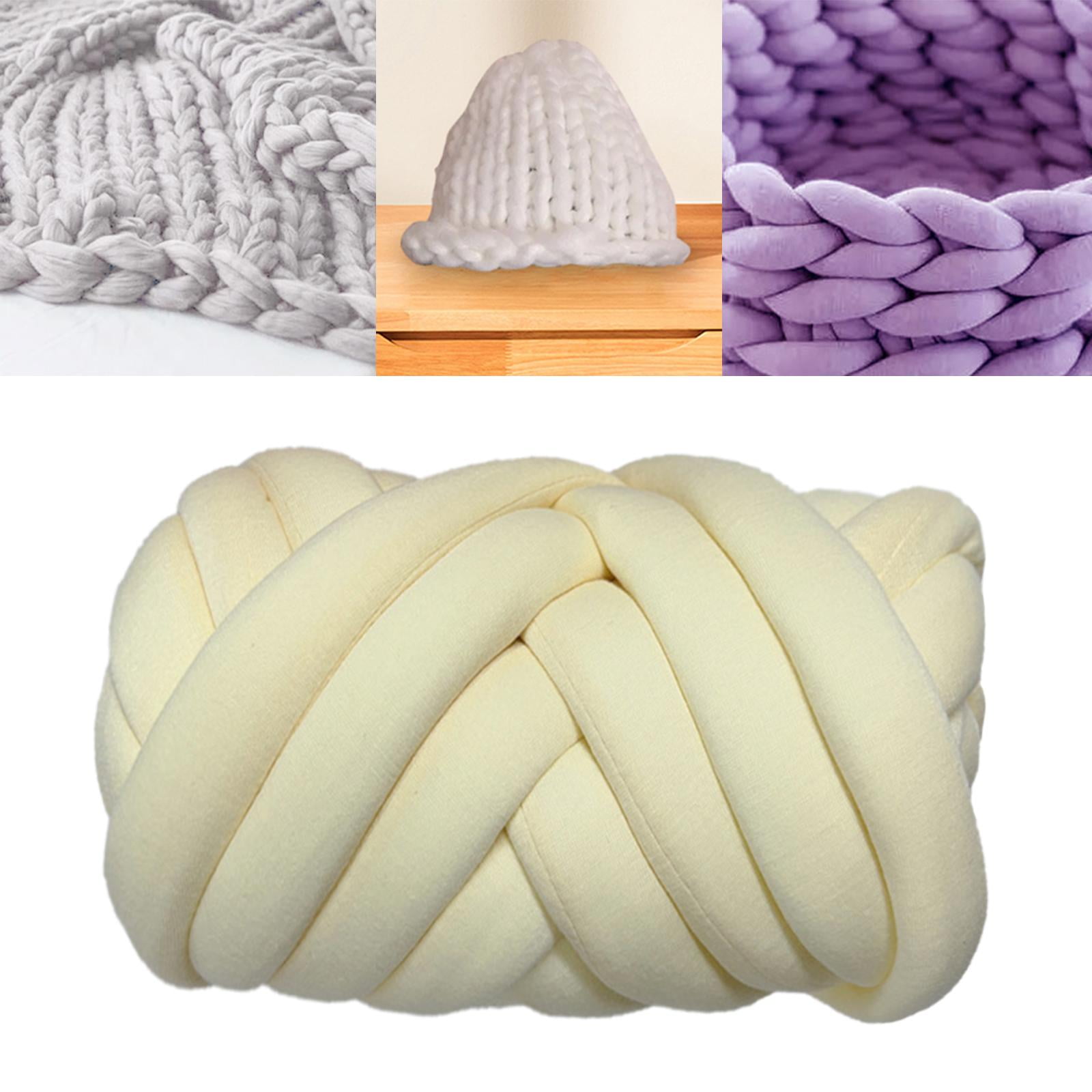 1.5kg Chunky Yarn Bulky Yarn Washable Tube Giant Soft Yarn Arm Knitting Yarn Weight Yarn Jumbo Tubular Yarn for Baskets Sweaters DIY Pet Bed Beige