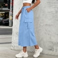 thumbnail image 6 of Umfun Women's Utility Cargo Midi Skirt with Drawstring Waist & Pockets - Solid Color Relaxed Fit Long Skirt for Outdoor Hiking & Daily Wear, 6 of 9
