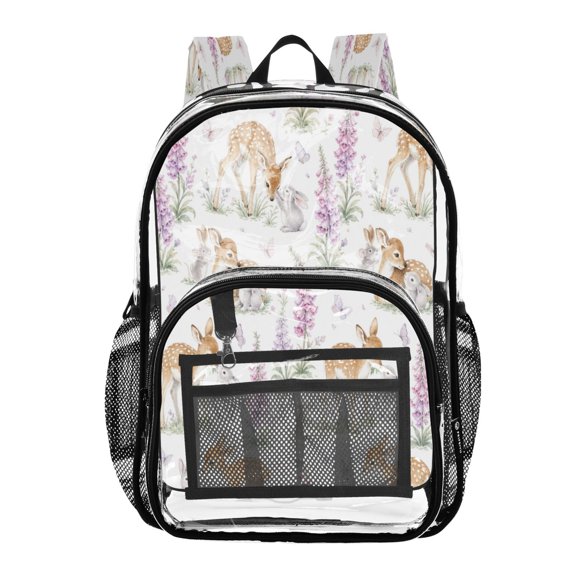 PVC Transparent Backpacks Clear Backpack for Travel and Outings Cozy Forest Animal Patterns