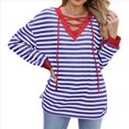 thumbnail image 3 of Sudadera Holgada Informal de Larga con Cuello Redondo y Bloques de Color para Mujer Azul Colorido L, 3 of 9