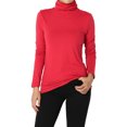 thumbnail image 1 of TheMogan Women's S~3X Essential Soft Jersey Ruched Turtle Neck Long Sleeve Slim Fit Top, 1 of 7