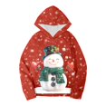thumbnail image 2 of Girls Christmas Sweatshirt Snowman Print Boys Hoodies Graphic Pullover Tops Long Sleeve Casual Soft Boys Kids Clothes Red 6-7 Years, 2 of 4