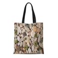 thumbnail image 1 of POGLIP Sac en Toile Réutilisable Sac de Courses Gravier Mer Galets et Étoile comme Abstrait Plage Noir Nature Naturelle Ovale, 1 of 1