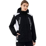 FREE SOLDIER Women's Waterproof Ski Snow Jacket Fleece Lined Warm Winter Rain Jacket Black M