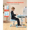 thumbnail image 4 of VEVOR Chaise d'Étude pour Enfants et Bureau avec Étagère et Tiroir Hauteur Réglable Bleu, 4 of 9