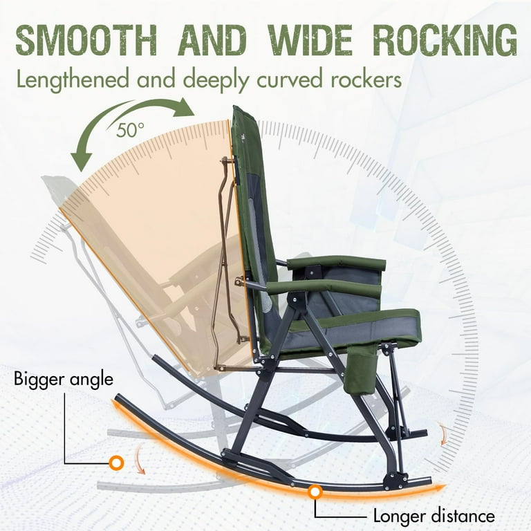 PORTAL Oversized Folding Camping Rocking Chair Portable Outdoor