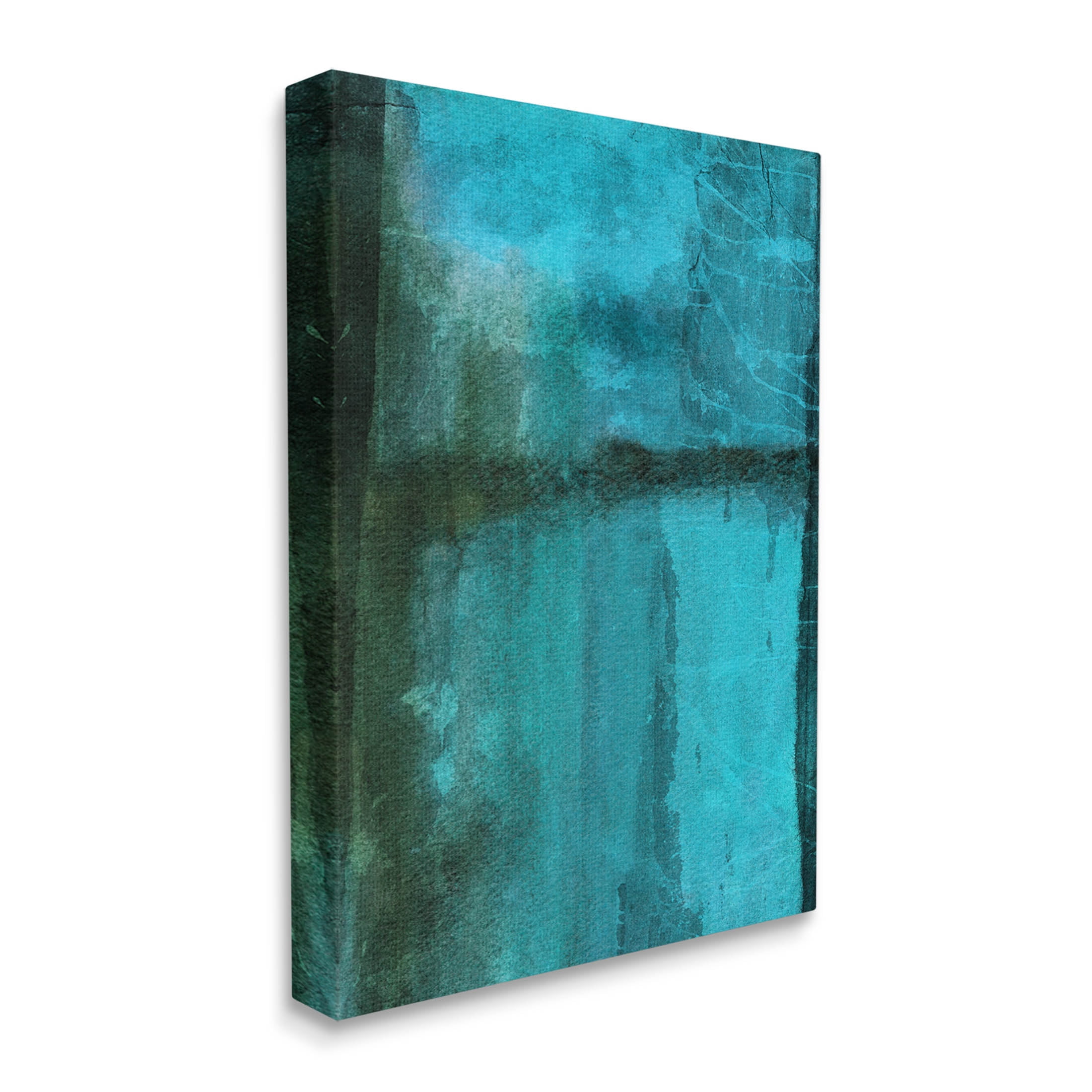 Abstract Blue Lake Landscape Abstract Graphic Art Gallery Wrapped Canvas Print Wall Art