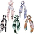 thumbnail image 6 of MINKUROW Hair Scrunchies with Bow,5Pcs Satin Hair Scrunchies with Tail Floral Bow Hair Ties Bunny Ear Scrunchies Long Tails Bow Scrunchies Hair Bands Ponytail Scarf Scrunchies for Women Girls, 6 of 6