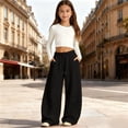 thumbnail image 2 of CONROSES Girls Baggy Sweatpants Wide Leg Sweat Pants for Girls Trendy Solid Y2K Elastic Waist Drawstring Streetwear Jogger Pants With Pockets, 2 of 4