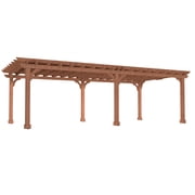 VEIKOUS 24' x 12' Outdoor Cedar Wood Pergola, Pergola Grape Trellis for Climbing Plant W/ Ground Stakes for Garden & Deck