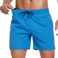 thumbnail image 5 of hlysgo Mens Board Shorts no Liner Drawstring Solid Color Swimming Trunks Quick Dry Beach Short with Pockets Summer Swimwear Travel Bathing Suits Blue S, 5 of 7