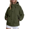 thumbnail image 2 of IUYRTFE Women's Hooded Windbreaker Jacket with Zipper and Snap Button Placket Lightweight Water Resistant Outdoor Coat for Hiking Travel and Daily Wear, 2 of 9