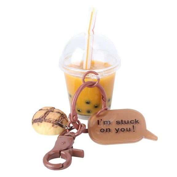 DEEPCRAFF Milk Tea Charm Keychain Girls Keychain For Backpacks Coffee Resin 1Set