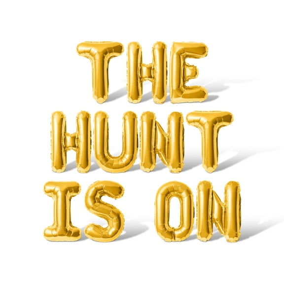 Letter Balloons - THE HUNT IS ON 16" Inch Alphabet Letters Foil Mylar Balloon Easter Party Banner (Gold)
