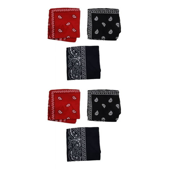 Set of 6 Bandanas Man and Woman 57 x 57 cm Black Red Navy Blue