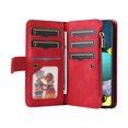 thumbnail image 2 of Multifunctional Case for Samsung A51 4G,[RFID Blocking] 9 Credit Cards Holder with Wrist Strap, Premium PU Leather Zipper Wallet Purse Magnetic Flip Phone Cover for Samsung Galaxy A51 4G, Red, 2 of 12