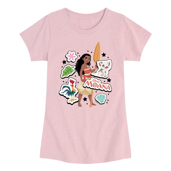 Moana - Stickers - Youth Girls Fitted Short Sleeve T-Shirt