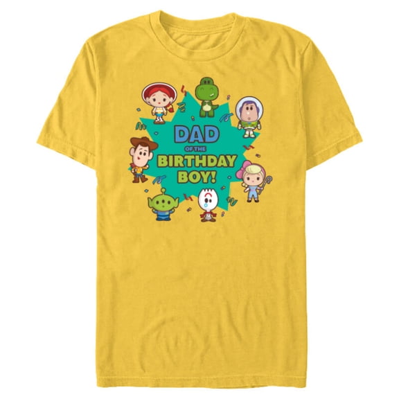 Disney and Pixar’s Toy Story Cute Dad of the Birthday Boy - Short Sleeve Blended T-Shirt for Adults - Customized-Yellow
