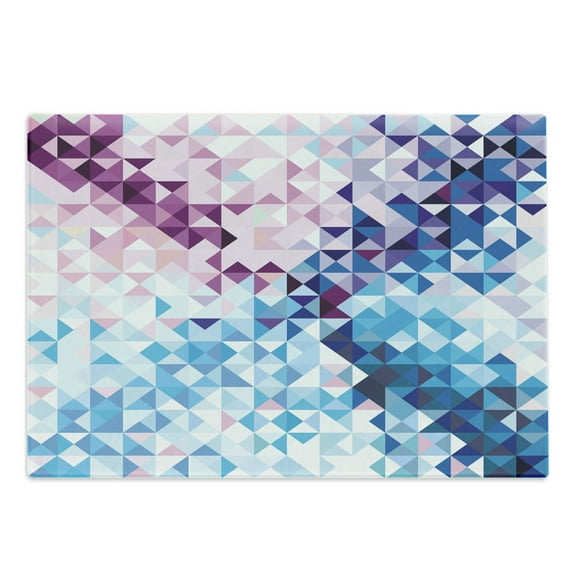 Digital Cutting Board, Abstract Mosaic Digital Ombre Geometrical Colorful Design Art Print Image, Decorative Tempered Glass Cutting and Serving Board, Large Size, Pink Blue and White, by Ambesonne