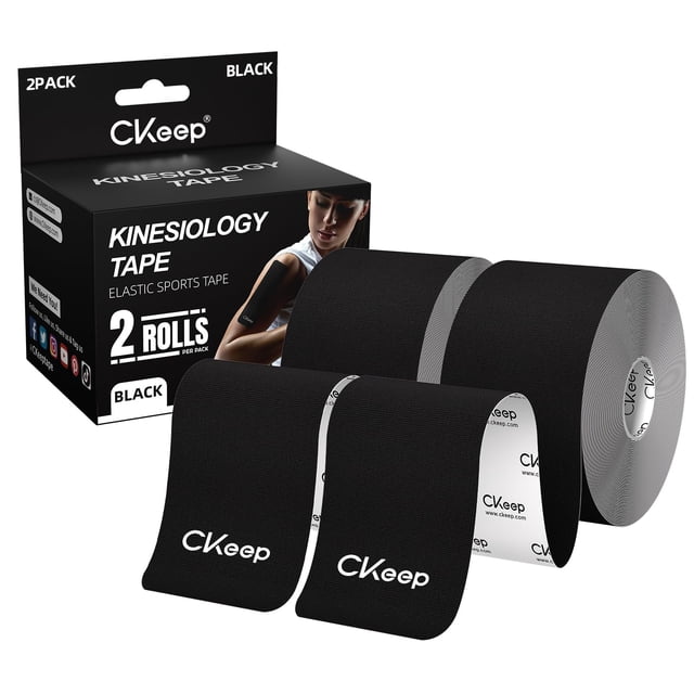 Cinta de kinesiología CKeep Uncut de algodón original, 5 cm x 5 m, 2 rollos