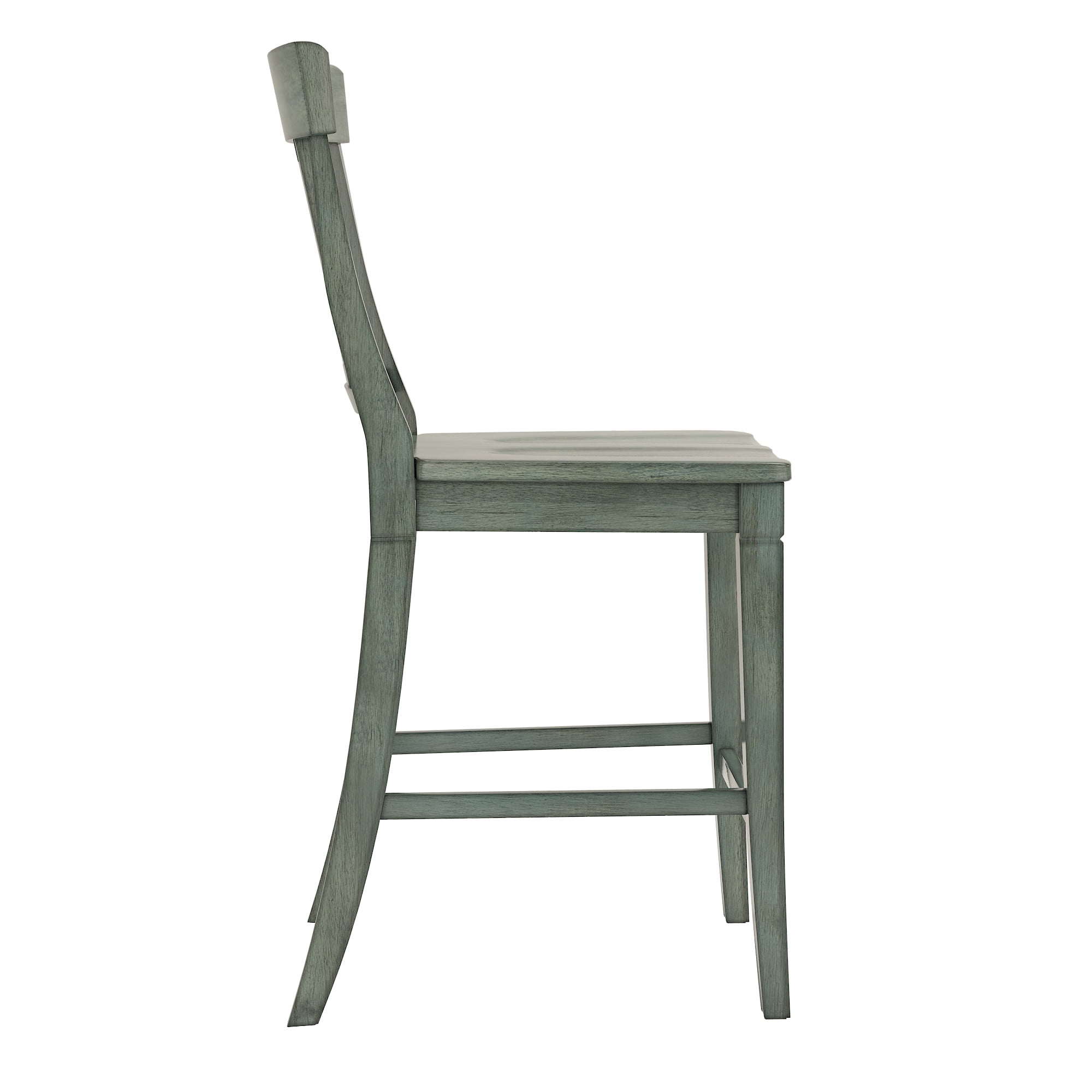 Weston Home Farmhouse Vintage Panel Back Solid Wood Counter Height Chair, Set of 2, Antique Sage