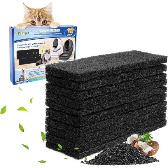 10-Pack Carbon Filters Compatible with Litter-Robot 3, Activated Carbon Litter Box Filter Compatible with Litter-Robot 3 Self Cleaning Cat Litter Box Filters, Accessories Replacement