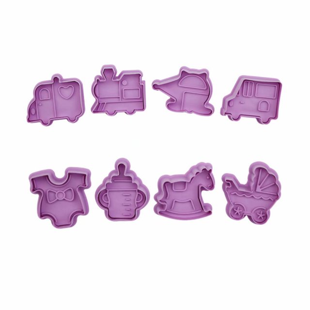 Juego de moldes para galletas de plástico de dibujos animados tridimensionales en 3D para el Día de San Valentín y juego de moldes para galletas de Pascua (juego de autos + juego para niños) LingWen 9024715815484