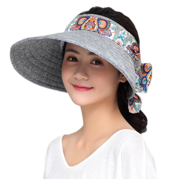 Sonducket Sombrero de algodón y lino para mujer, sombrero decorativo a prueba de viento, transpirable, plegable, para exteriores, senderismo, playa, Sombreros Gris Sonducket AP019206-04
