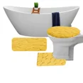 thumbnail image 2 of Gorgeous Home Linen 3-Piece Memory Foam Bathroom Rug Set, Non-Slip Embossed Cobblestone Pebble, Gold, 2 of 5