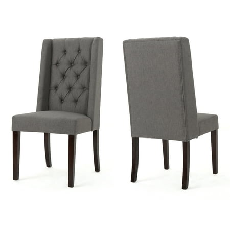 Billings Traditional Tufted Fabric Dining Chairs Set Of 2 Dark