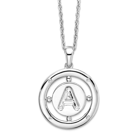19mm 925 Sterling Silver Rhodium Plated White Ice Diamond Letter Name Personalized Monogram Initial A Necklace 18 Inch P