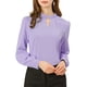 thumbnail image 1 of Blusa de botón con cuello de pie y pliegues para mujer INSPIRE CHIC 2XL en púrpura claro, 1 of 7