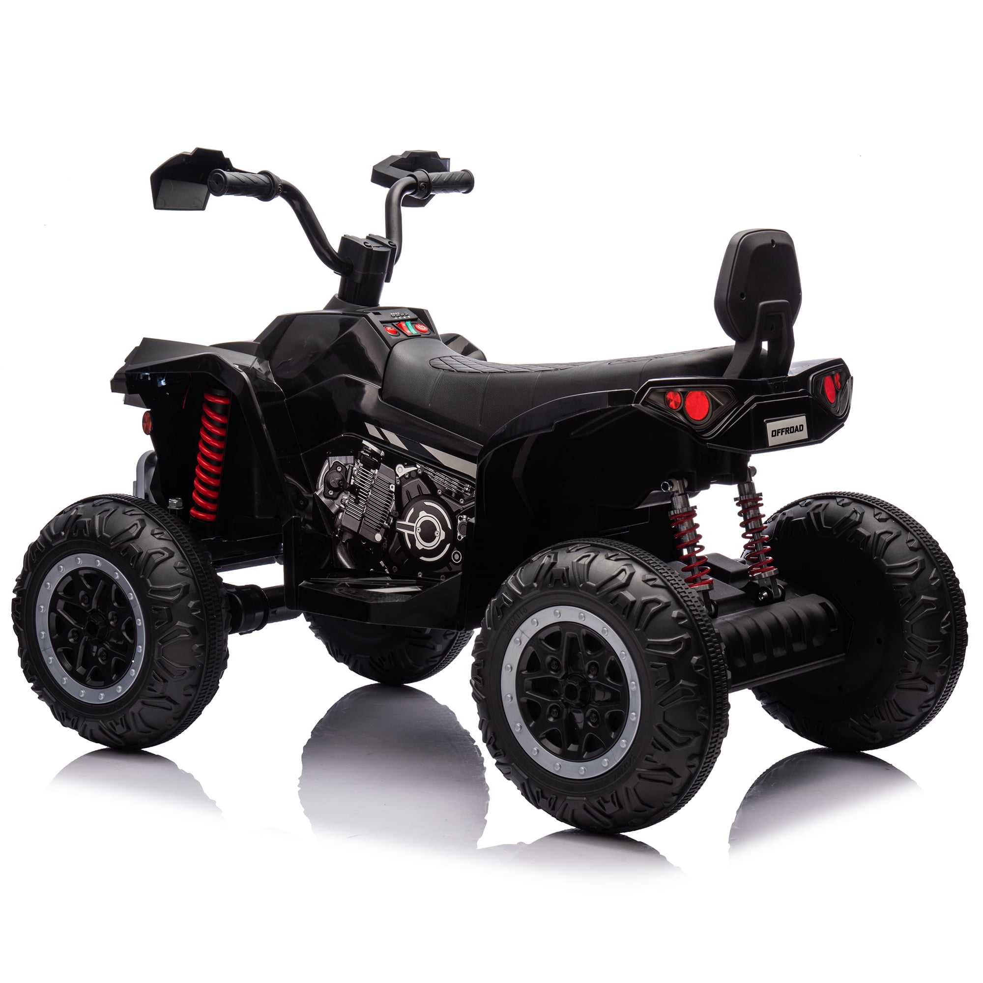24V 2 Seater 4WD Ride on Toys ATV for Kids 4*200W 4-Wheeler Quad w/ MP3 LED Lights Music, Black