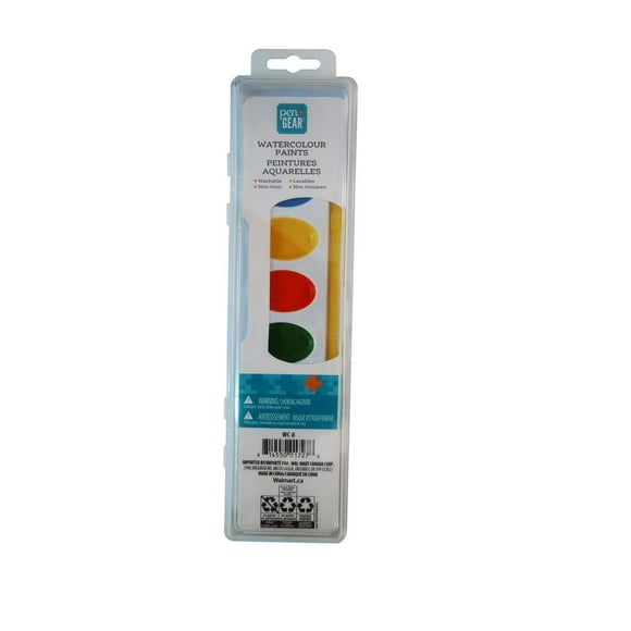 PEN+GEAR  Semi-Moist Watercolor Paint Set, Oval Pan with Brush, 8 Assorted Colors