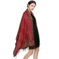 thumbnail image 6 of Pashmina Scarf Rave Women Scarves Luxury Paisley Shawl with Fringe Reversible Large Blanket Wrap 78.5" X27.5"(Red), 6 of 7