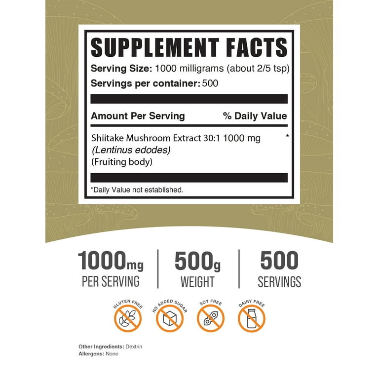 BulkSupplements.com Shiitake Mushroom Extract Powder ...