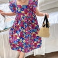 thumbnail image 6 of CAUYDY Toddler Girl Summer Floral Dress Baby Kids Children Casual Pleated Sundress Swing Style for Little Big Girls Beach 2T 3T 4T 5T 6Y 7Y (Sizes 2-3 Years,F2-Red), 6 of 7