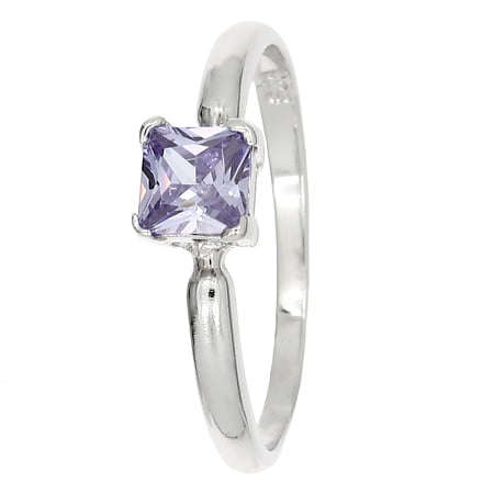 - Sterling Silver Cubic Zirconia Princess Cut Birth Stone June Birthday Children's Ring (Size 3)