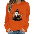 thumbnail image 5 of Inverlee Womens Halloween Sweatshirts Funny Pumpkin Ghost Print T-shirt Stretch Round Neck Sweatshirt Long Sleeve Dressy Casual Pullover Tops Halloween Party Supplies, 5 of 6