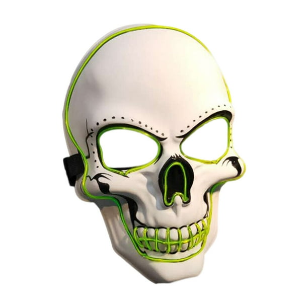Máscara de Halloween con luz LED y cabeza de calavera, luminosa y aterradora, para cosplay (sin pilas)