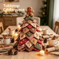 thumbnail image 5 of DIY Quilted Christmas Tree Kit, Handmade Fabric Holiday Tree Decor, DIY Holiday Patchwork Sewing Craft Kit with Plaid Snowflake Gingerbread Character Topper Home Mantel Table Office Display, 5 of 8
