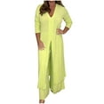 thumbnail image 2 of 2 Piece Outfits Sets For Women Fashion Long Sleeve Suit Set V-Neck Solid Color Long Pants Sexy Sets Up to 65% off, 2 of 7
