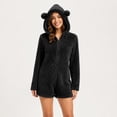 thumbnail image 6 of Miqool Unisex Warm Fuzzy Hooded Romper Short Onesie Playsuit Jumpsuit Zip Up Bear Long Sleeve Plush Loungewear Sleepwear S-5XL, 6 of 8