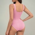 thumbnail image 4 of BLTIBY Sleeveless Bodysuit for Women Square Neck Solid Color Thong Jumpsuit Tummy Control Seamless Shapewear Fashion Basic Bodysuits Hot Pink XXL, 4 of 4