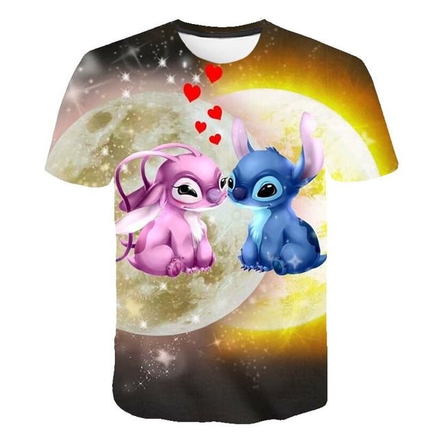 Boys Disney Stitch T Shirt Girls Kids Children Tops Tshirt Short Sleeves Summer Stitch Clothes Print Cartoon Tee Child Clothing6M Gao Jinjia LED