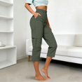 thumbnail image 4 of Capris pour Femmes, Yigetop Capris Cargo à Coupe Décontractée pour Femmes Pantalons de Randonnée Été Voyage Plein Air Décontractés Amples Confortables Pantalons Raccourcis Capris Cargo pour Femmes Vert 2TG, 4 of 5