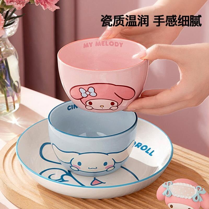 Sanrio Hello Kitty Melody Ceramic Bowl Household Sala Noodles Soup